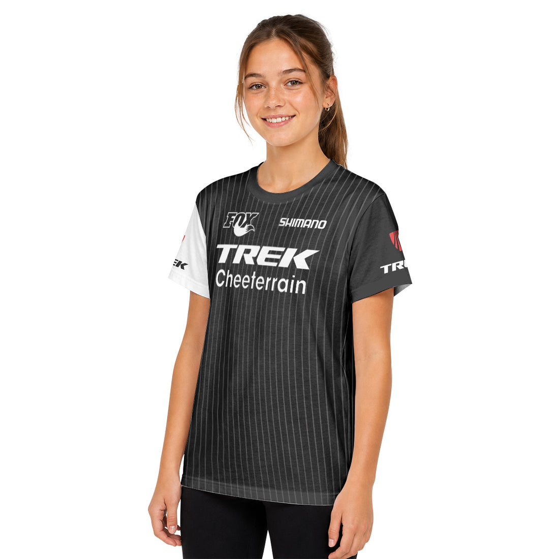 Trek Black White Youth Short Sleeve Mountain Bike Jersey